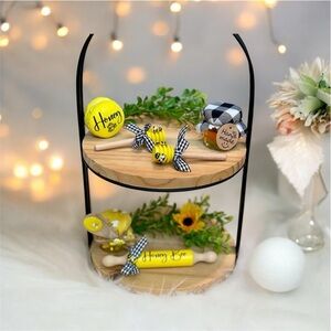 ⤵️Mini Wooden Honey Dipper set |Honey Bee Decor, Honey Stirrer| Mini Rolling pin